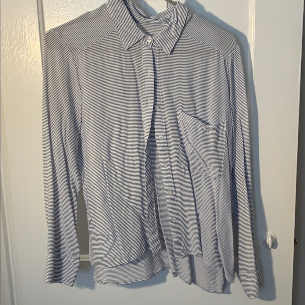 Collared strip blue and white long sleeve
